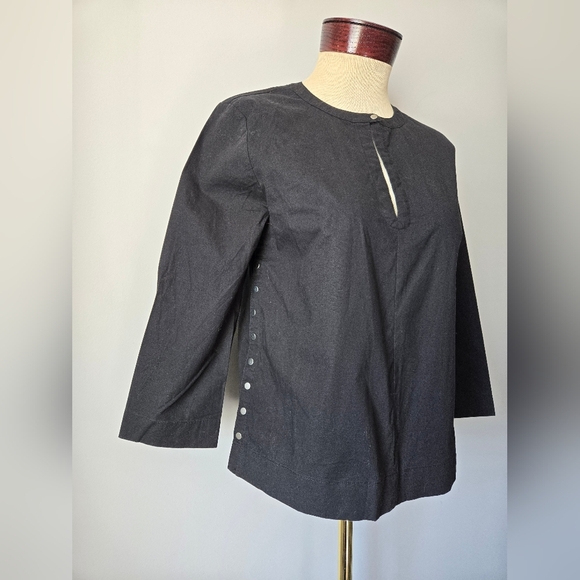 Kate Spade Saturday Black Cotton Side Snap Top. Size Small - Picture 2 of 12